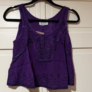 Rhea Purple Embroidered Sleeveless Petticoat Crop Top brand new one size